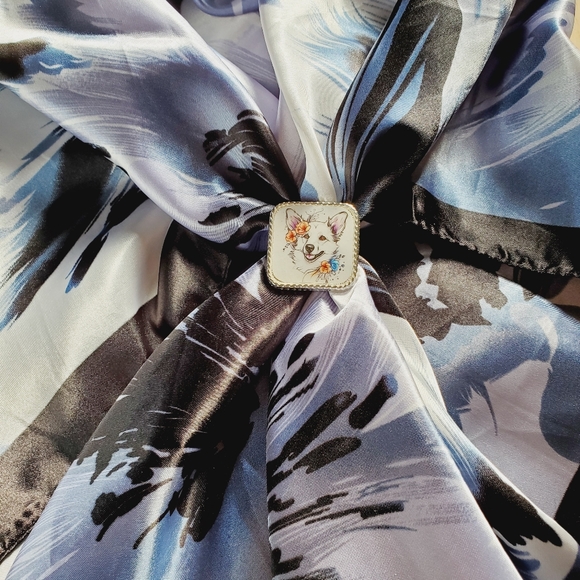 Western scarf slide,scarf slide bling concho, wild rag slides, Corgi Dog slide - Picture 2 of 3